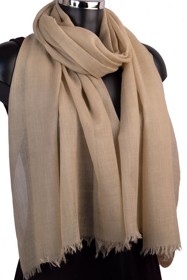 Mid Century Cream Beige Light Grey Shawl Scarf Wrap – Sharon London