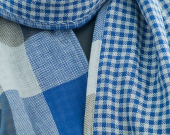 Mens Cotton Scarf, Herrenschal, Heren Sjaal, Winter Scarf Men, Gift For Him, Ethical Scarf, Bufanda Hombre, Cotton Check, Plaid  Scarves,