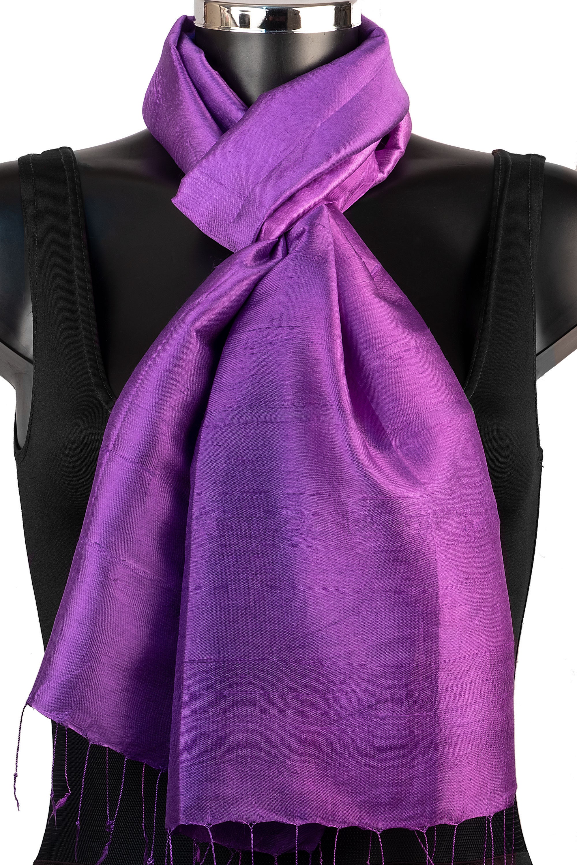 Purple Silk Scarf/ Silk Bandana with Floral Print — Sam Louise & Co.