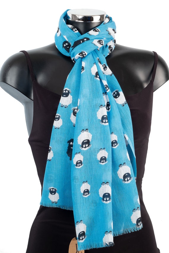 Foulard Châle En Velours Doux Bleu Et Blanc VL – Parfait Pour Un Look Cosy Décontracté