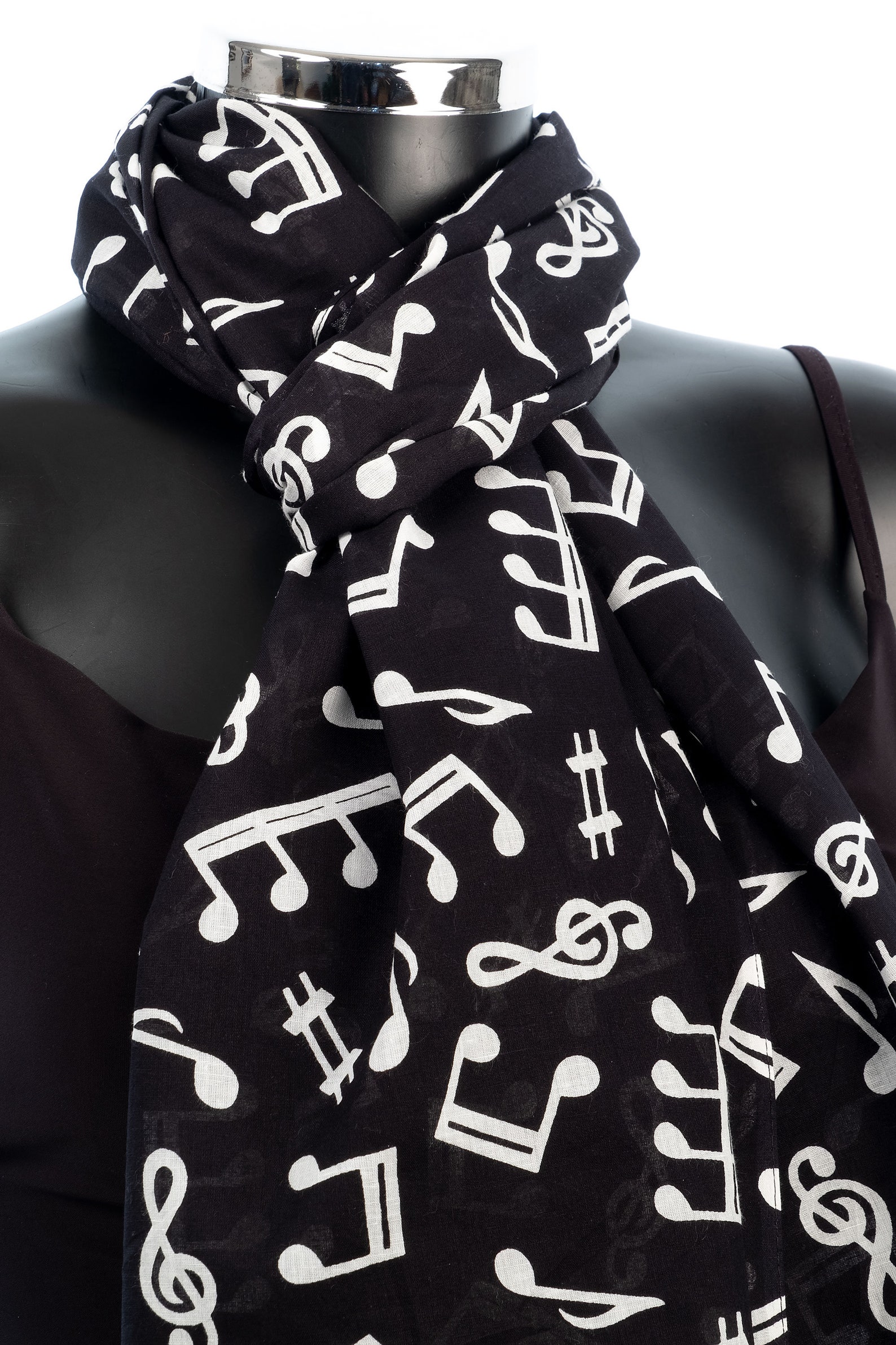 Musical Scarf Music Note Scarves Sheet Music Scarf Black Etsy