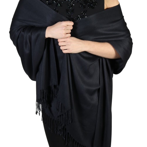 Shawls Wraps Black Pashmina Evening Shawl -