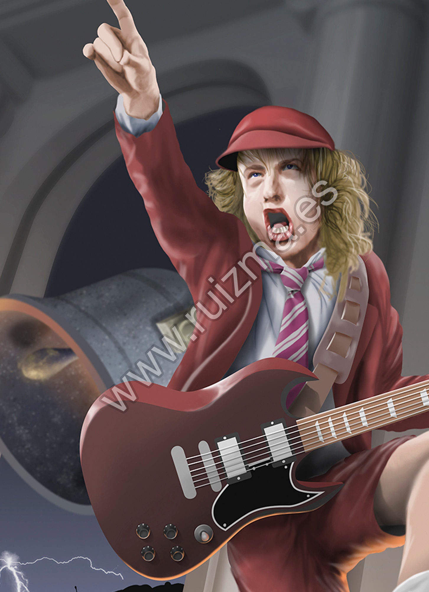 Angus Young Fan Art Poster - ACDC Classic Rock Vintage Decor ...