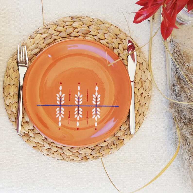 APRIL/Handmade plate/Terracotta plate/Greek pottery/Tableware/Foodstyling/Homedecor/Greek Ceramics/Handmade Dinnerware/Floral/Geometrical image 3