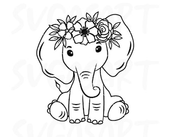 Download Elephant With Crown Etsy
