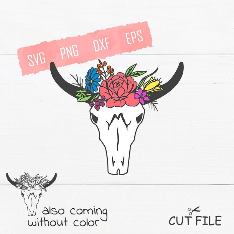 Download Floral Bohemian Cow Skull Svg Eps Dxf Png Shirt Print | Etsy
