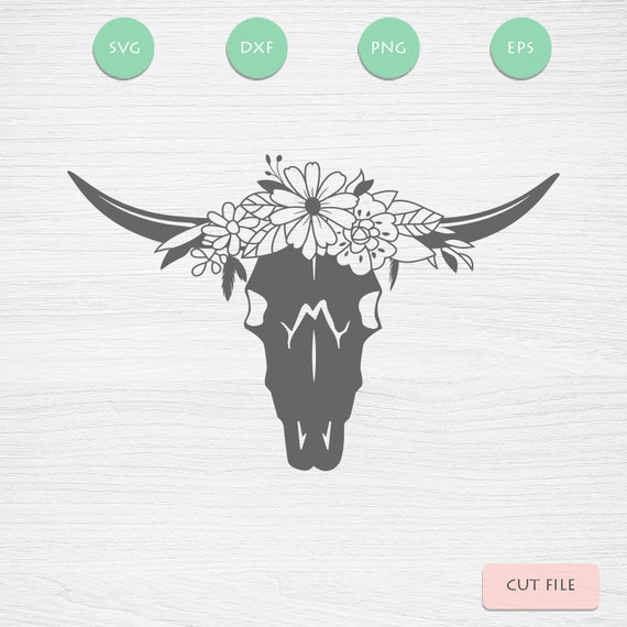 Download Free Boho Cow Skull With Flowers Shirt Print Svg Eps Dxf Png Etsy SVG Cut Files