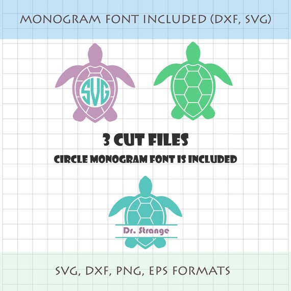 Download Fonts Included Sea Turtle Monogram Svg Shirt Print Commercial Etsy