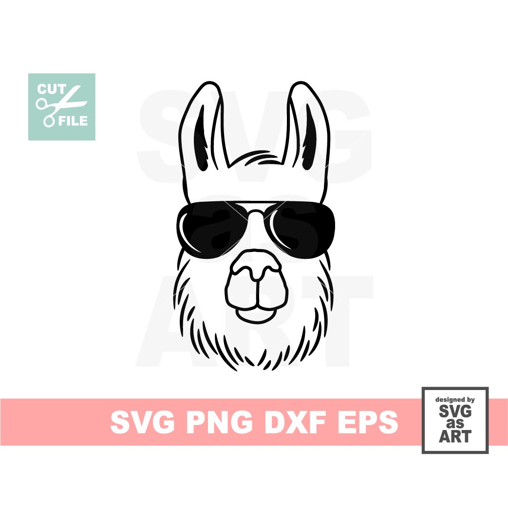Hand gezeichnet süße Lama mit Sonnenbrille SVG Shirt Druck | Etsy