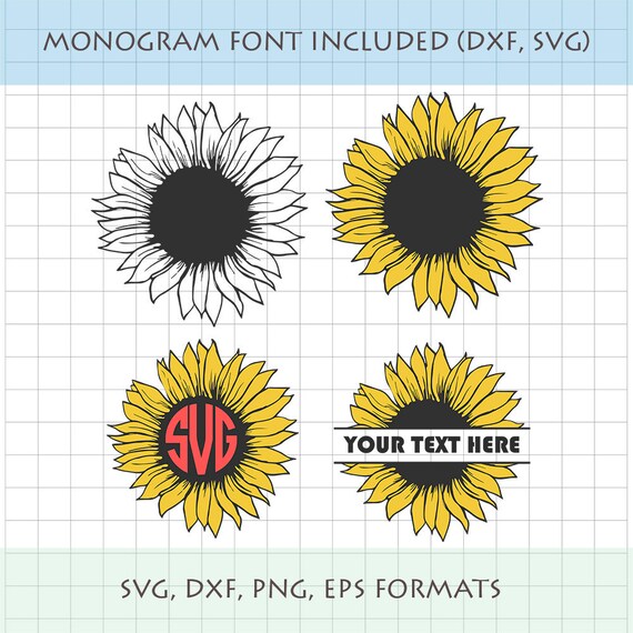 Download Fonts Included Sunflower Split Circle Monogram SVG Shirt ...