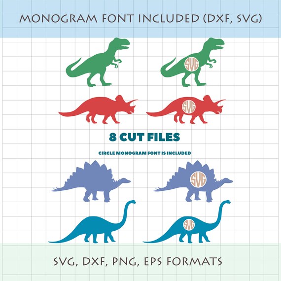 Download Fonts Included Dinosaur Monogram Svg Shirt Print Commercial Etsy PSD Mockup Templates