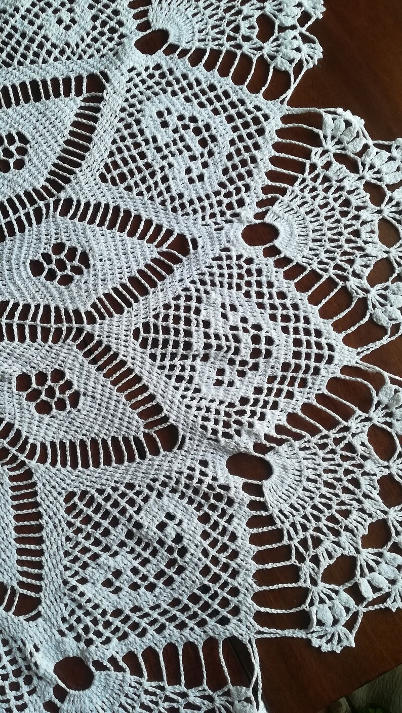 Crochet Doily Wedding Doily White Tablecloth Lace Round Doilie Etsy