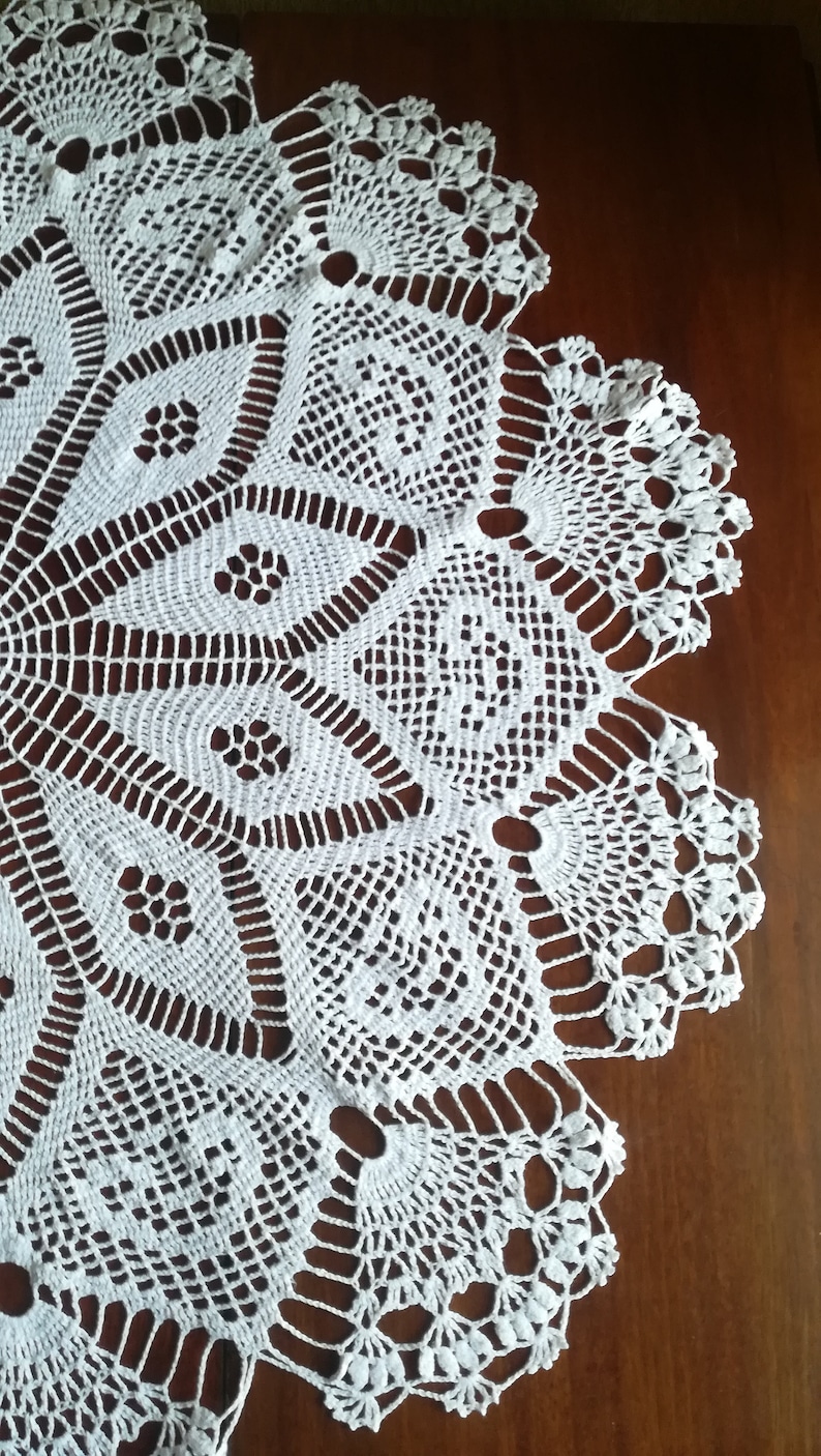 Crochet Doily Wedding Doily White Tablecloth Lace Round Doilie Etsy