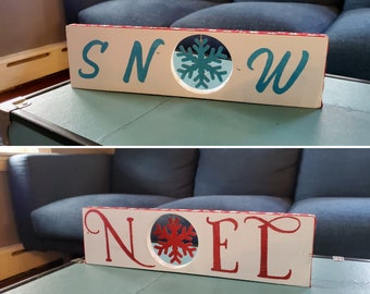 Double sided winter sign, Christmas Decor, Snow Decor, winter decoration, Noel decor