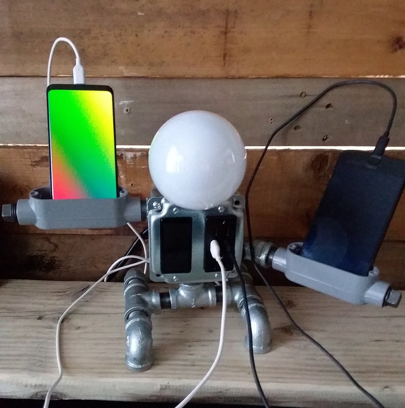 Bedside Lamp Charging Station Robot Lamp Steampunk Lamp | Etsy