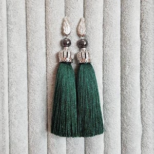 Handmade green tassel earrings Perfect gifts for her