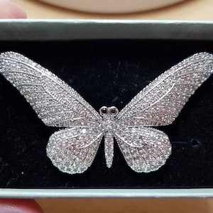 Silver butterfly brooch, statement jewelry
