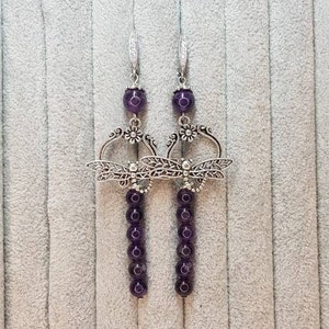 Handgemachte Libelle Amethyst Ohrringe Edelstein Schmuck für Sie