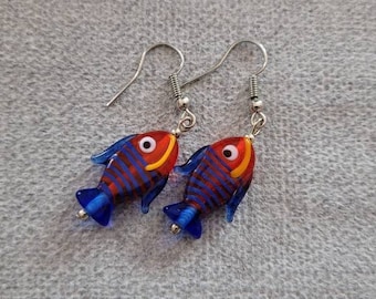 Tropical fish dangle earrings, handmade earrings, Christmas gifts for her