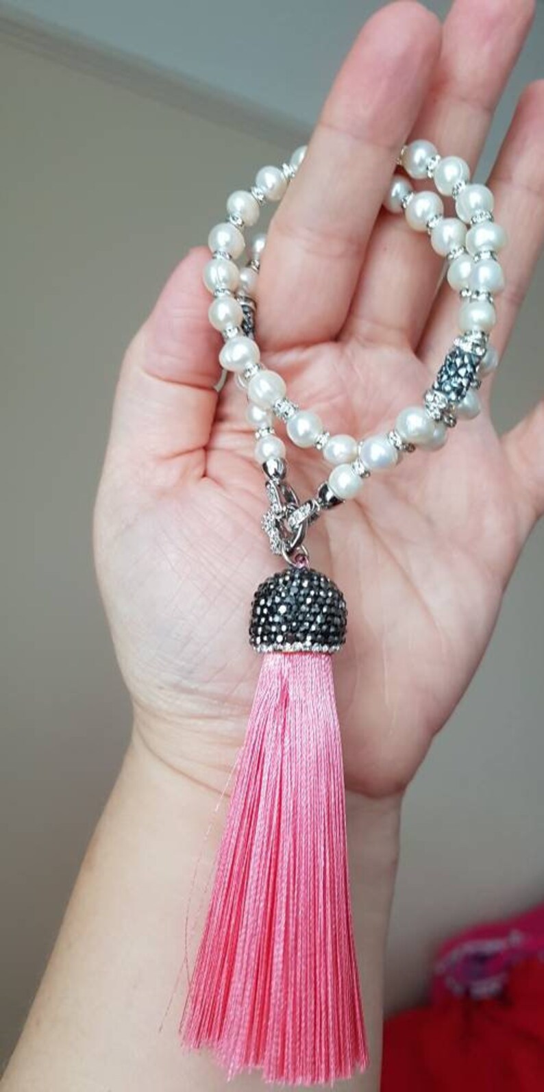 Freshwater pearl Worry beads with detachable tassel