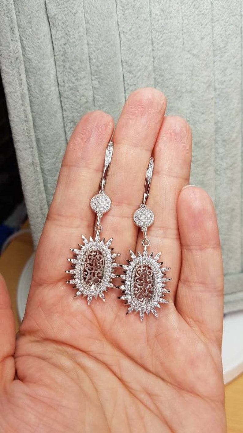gift for girlfriend Oval filigree earrings