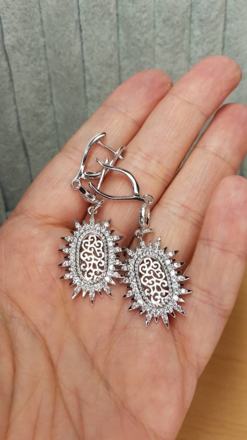 gift for girlfriend Oval filigree earrings