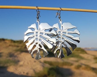 Orecchini pendenti con foglie di Monstera, regalo per gli amanti delle piante, gioielli boho naturali