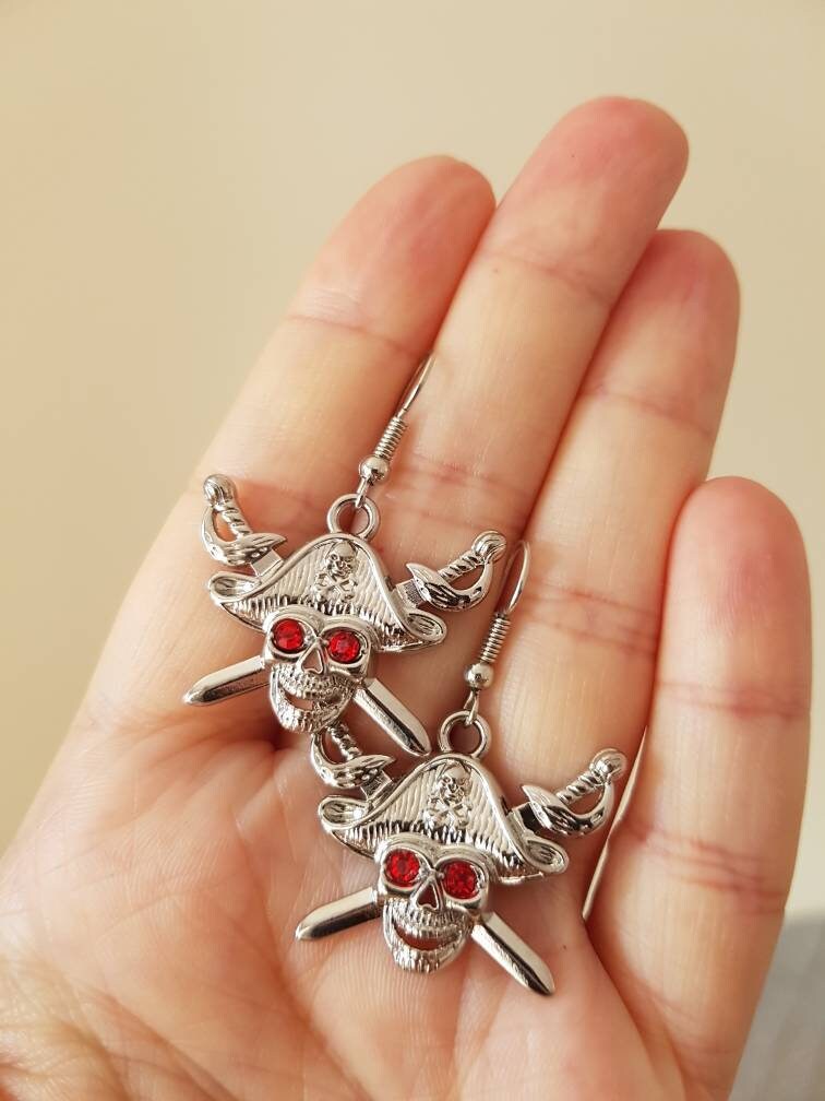 Orecchini Teschio Di Strass Halloween Pendenti Scintillanti Punk