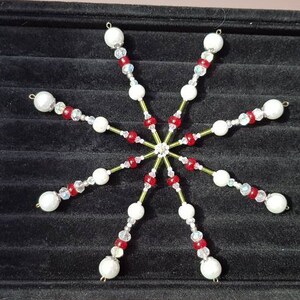 Beaded snowflake ornament, beautiful front porch decor, Christmas gifts