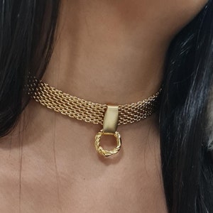 Gargantilla de cadena gruesa de oro: collar tejido de día