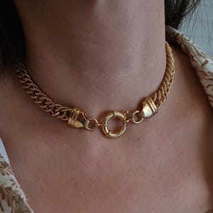 Chunky chaîne à maillons en or, collier chaîne tendance, collier ras du cou audacieux, collier à fermoir, punk grunge, bijoux goth