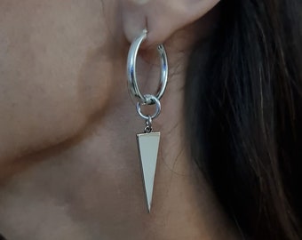 Spike Earring , Long Dangle Earring, Spike Hoop Earring, Classic  Geometric Earring, Statement Pendant Earring, triangular Earring Gift