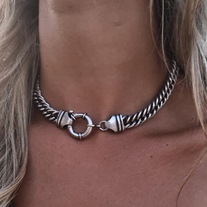 Chunky Necklace, Silver Chunky Necklace, Thick Linked Necklace, Choker Chain, Statement Silver Necklace, Choker necklace, Rocker Jewelry