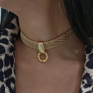 Gargantilla de aro dorado: collar gótico de cadena gruesa