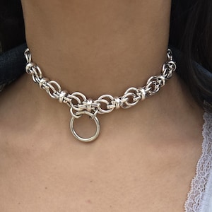 Silver Day Collar O Ring Choker, Chunky discreet collar, Statement gothic, punk necklace Jewelry - choker collar gift for her