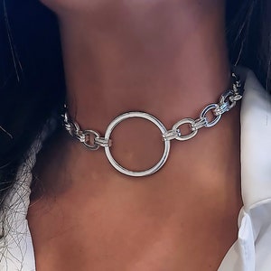 Chunky Silver O-Ring Chain Choker: Punk Goth Grunge Jewelry
