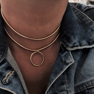 Dainty Choker Necklace, Circle Choker Necklace, O Ring Choker, Delicate Gold Choker Necklace, Gold Circle Necklace - Christmas Gift for her