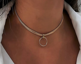 Circle Choker Necklace, O Ring Choker, Delicate Gold Choker Necklace, Dainty Choker Necklace, Gold Circle Necklace - Necklace Gift For Her