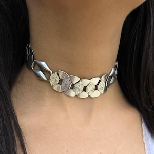 Chunky Silver Chain Choker: Punk Gothic Statement Collar