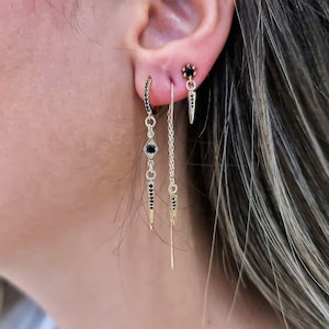 Threader spike charm Earrings, Minimalist stacking earrings, stack earrings for everyday, dangly unique earrings, punk, grunge, goth jewelry