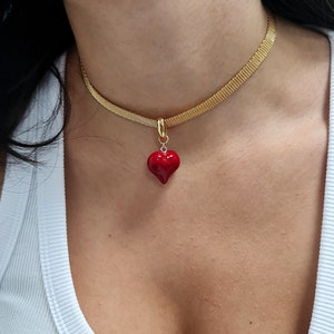Red Heart Choker Necklace, heart pendant choker Collar, Dainty Choker Necklace, goth, gothic jewelry, Romantic Gift for girlfriend