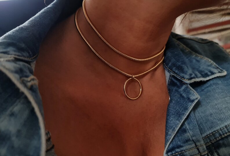 Dainty Choker Necklace Circle Choker Necklace O Ring Choker Etsy