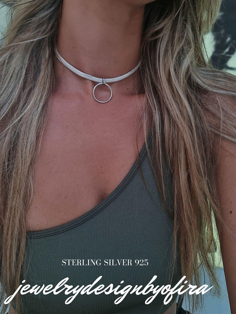 Discreet Sub Collar, Day Collar Necklace, Eternity Collar, Karma Necklace, Gold O Ring Collar Necklace