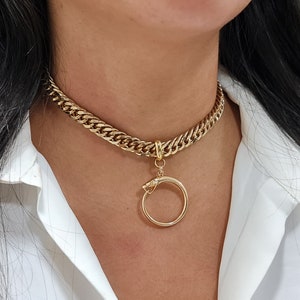 Gold Snake Necklace for Women, Eternity Circle Necklace, Unique Snake choker Necklace, Ouroboros Snake Pendant Necklace, Snake Jewelry image 7