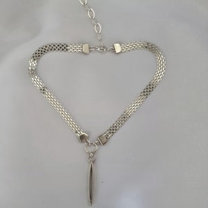 Delicate V Choker Necklace, sterling silver Day Collar for wedding, Geometric pendant Necklace, gothic, goth, punk, emo, necklace