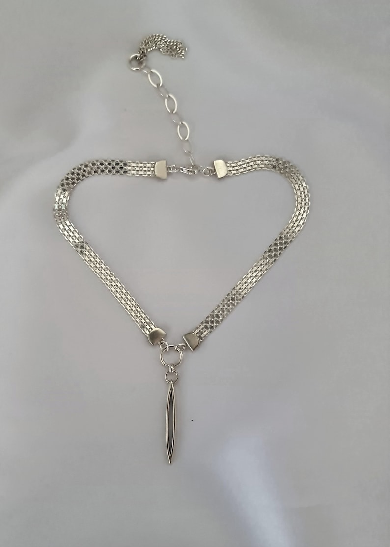 Delicate V Choker Necklace, sterling silver Day Collar for wedding, Geometric pendant Necklace, gothic, goth, punk, emo, necklace