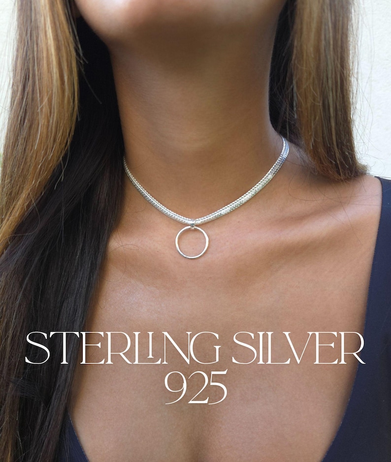 Discreet Sub Collar, Day Collar Necklace, Eternity Collar, Karma Necklace, Gold O Ring Collar Necklace