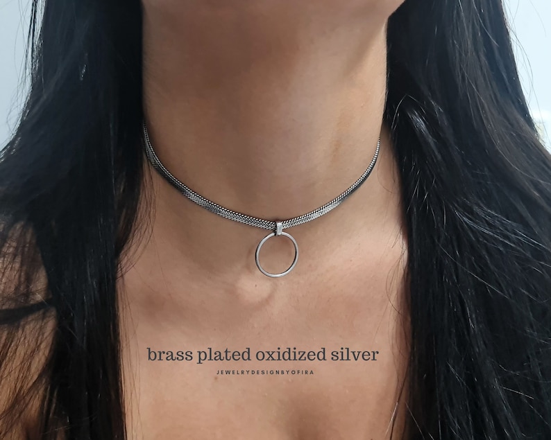 Discreet Sub Collar, Day Collar Necklace, Eternity Collar, Karma Necklace, Gold O Ring Collar Necklace