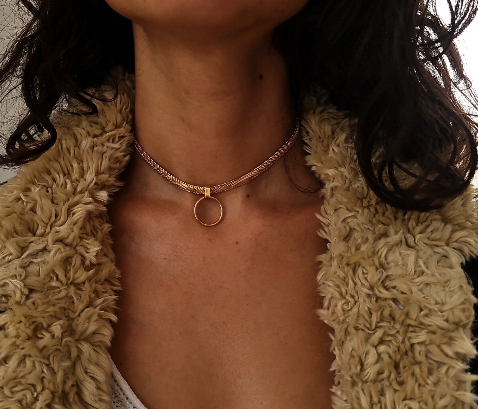 Circle Choker Necklace O Ring Choker Delicate Gold Choker Etsy