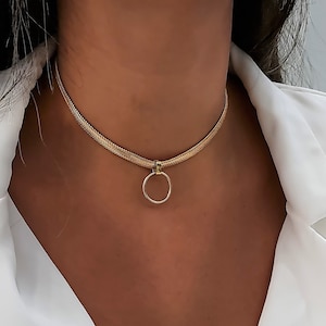 Circle Choker Necklace, O Ring Choker, Delicate Gold Choker Necklace, Dainty Choker Necklace, Gold Circle Necklace Necklace Gift For Her image 4